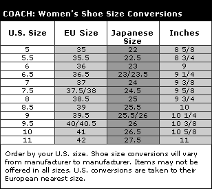 Coach Sneakers Size Chart